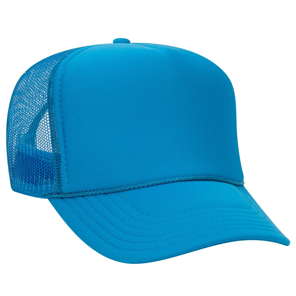 Premium High Profile Foam Trucker Hat Neon Blue Caps