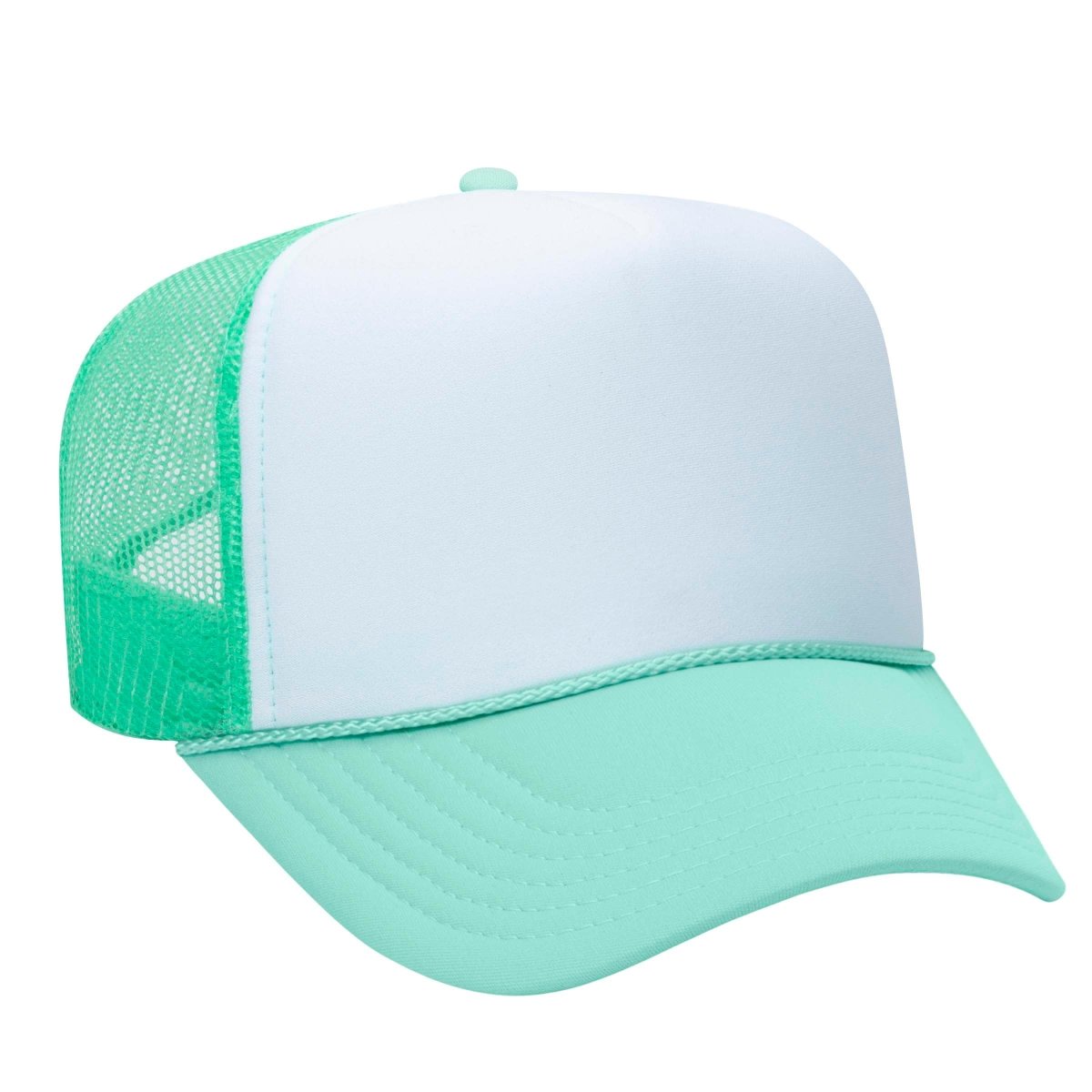 Premium High Profile Foam Trucker Hat Seafoam Green/White/Seafoam Green Caps