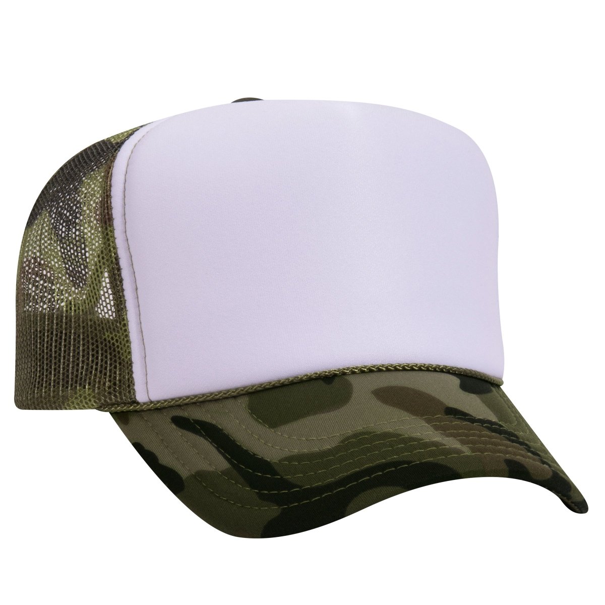 Premium High Profile Foam Trucker Hat White Camo Caps