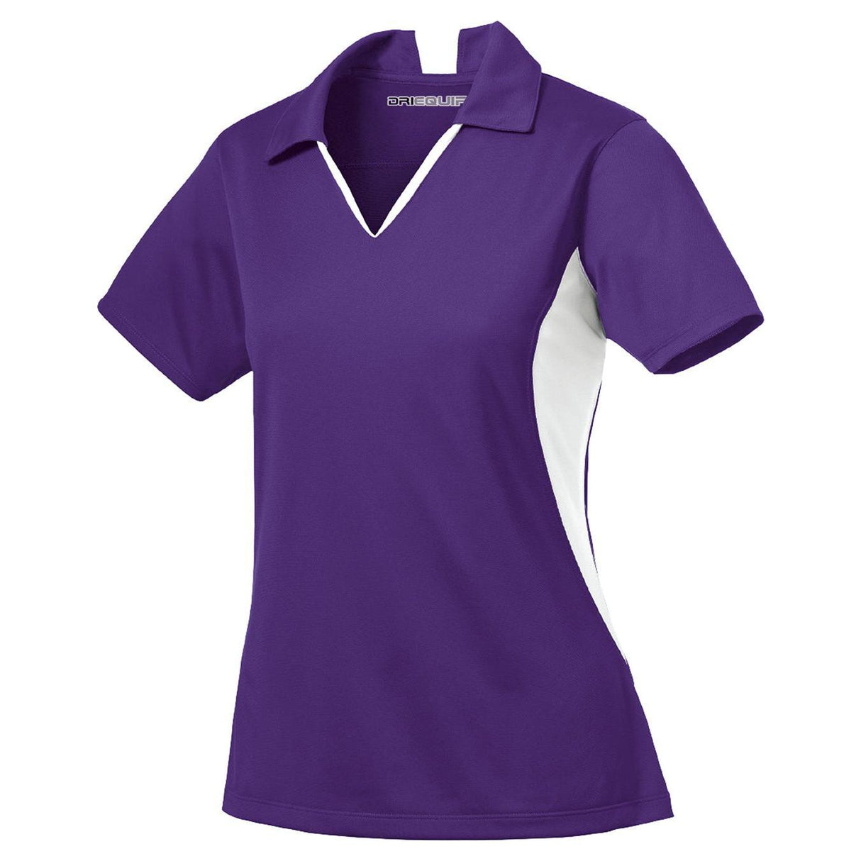 Ladies Side Blocked Micropique Sport-Wick Polo - Purple/White Polos/Knits DRI-EQUIP Purple/White X-Small