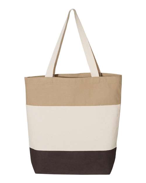 Q - Tees 11L Tri - Color Tote - Q - Tees Q125900 Chocolate/ Natural/ Khaki One Size Tote