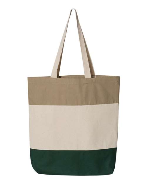 Q - Tees 11L Tri - Color Tote - Q - Tees Q125900 Forest/ Natural/ Khaki One Size Tote