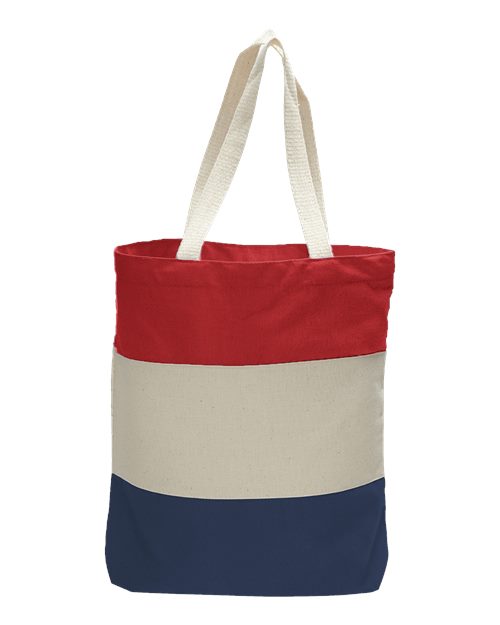 Q - Tees 11L Tri - Color Tote - Q - Tees Q125900 Navy/ Natural/ Red One Size Tote