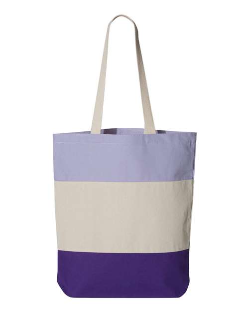 Q - Tees 11L Tri - Color Tote - Q - Tees Q125900 Purple/ Natural/ Lavender One Size Tote