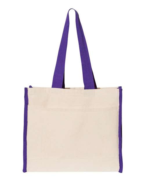 Q - Tees 14L Tote with Contrast - Color Handles - Q - Tees Q1100 Natural/ Red One Size Tote