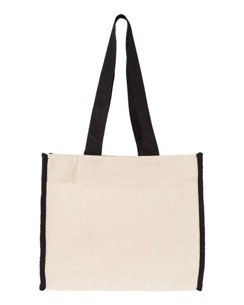 Q - Tees 14L Tote with Contrast - Color Handles - Q - Tees Q1100 Natural/ Red One Size Tote