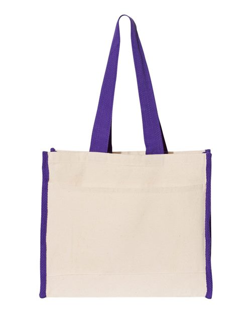 Q - Tees 14L Tote with Contrast - Color Handles - Q - Tees Q1100 Natural/ Red One Size Tote
