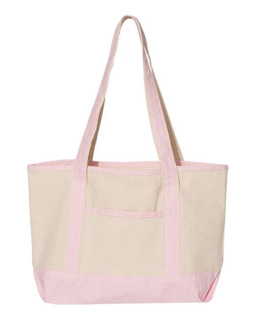 Q - Tees 20L Small Deluxe Tote - Q - Tees Q125800 Natural/ Light Pink One Size Tote Bags