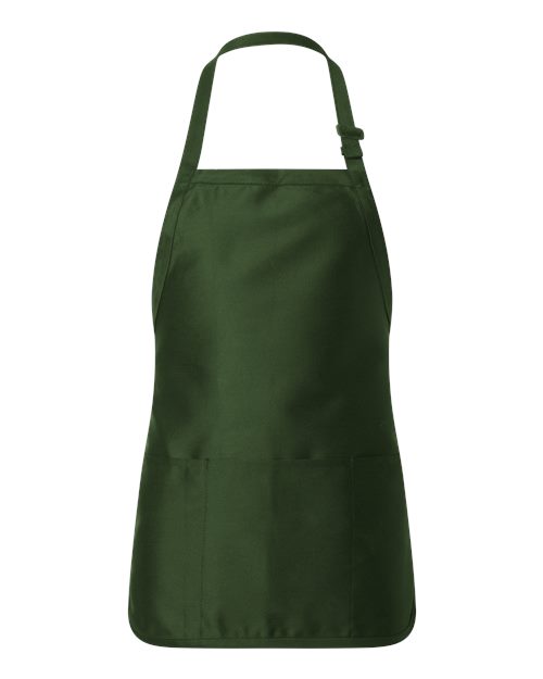 Q - Tees Full - Length Apron with Pouch Pocket - Q - Tees Q4250 Forest One Size Apron