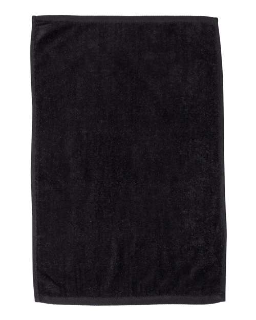 Q - Tees Hemmed Hand Towel - Q - Tees T200 Black One Size Classic Towels