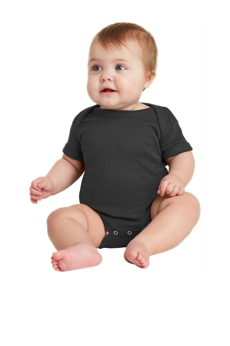 Rabbit Skins ™ Infant Short Sleeve Baby Rib Bodysuit. RS4400 - Rabbit Skins RS4400 Black 06M Infant & Toddler