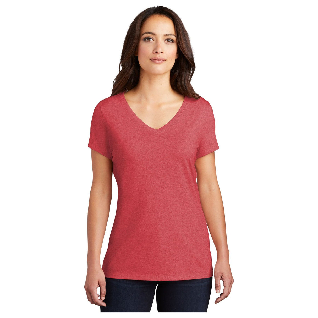 District® Women’s Perfect Tri® V-Neck Tee DM1350L - Red Frost Women's District Red Frost X-Small