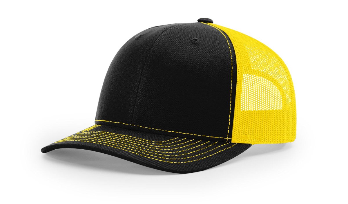Richardson 112 Snapback Trucker Cap Black / Yellow OSFM Caps