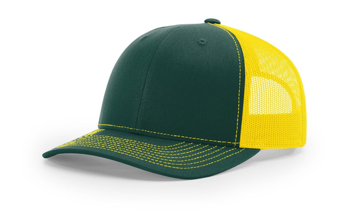 Richardson 112 Snapback Trucker Cap Dark Green / Yellow OSFM Caps