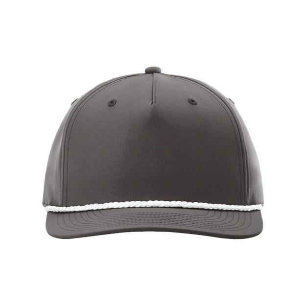 Richardson Five Panel Classic Rope Cap - Richardson 258 Dark Grey/ White Adjustable Caps