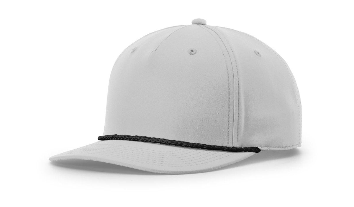 Richardson Five Panel Classic Rope Cap - Richardson 258 Light Grey/Black Adjustable Caps