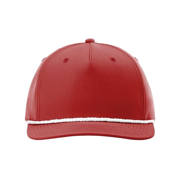 Richardson Five Panel Classic Rope Cap - Richardson 258 Red/ White Adjustable Caps