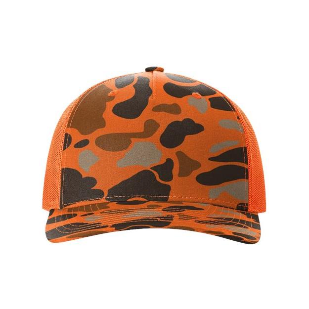 Richardson Five - Panel Printed Trucker Cap - Richardson 112PFP Bark Duck Camo/ Brown Adjustable Caps
