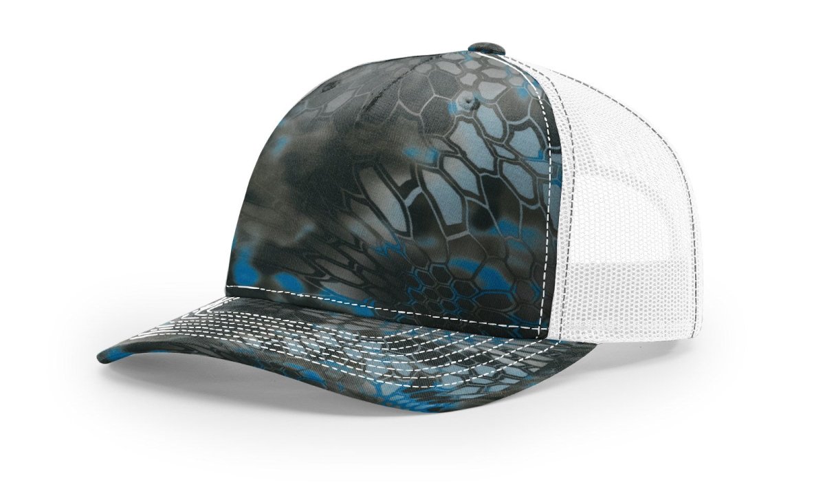Richardson Five - Panel Printed Trucker Cap - Richardson 112PFP Kryptek Neptune/ White Adjustable Caps