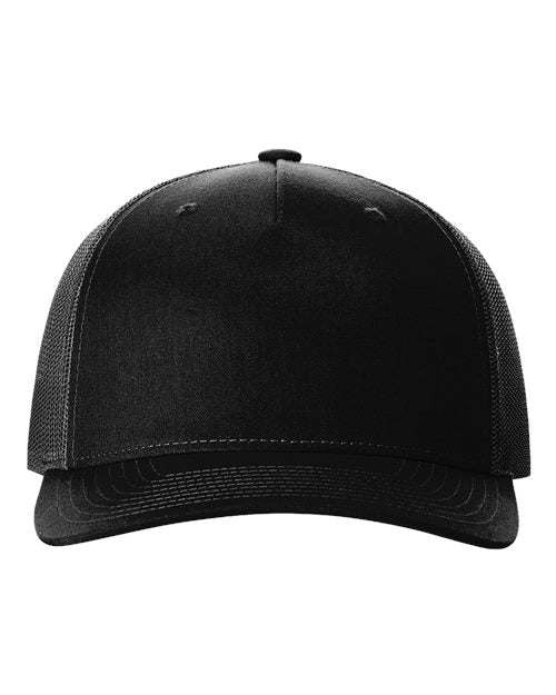 Richardson Five - Panel Trucker Cap - Richardson 112FP Black Adjustable Caps