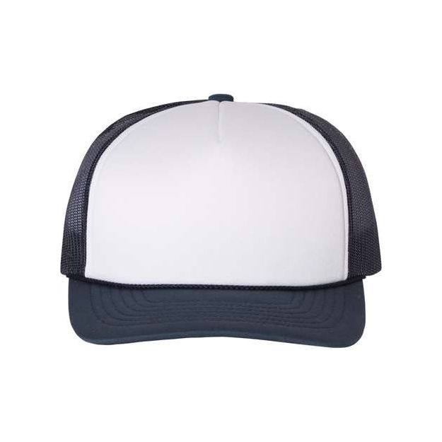Richardson Foamie Trucker Cap - Richardson 113 White/ Navy/ Red Adjustable Hats