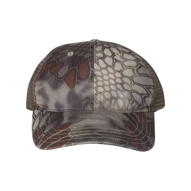 Richardson Garment Washed Printed Trucker Cap - Richardson 111P Kryptek Highlander/ Brown Adjustable Hats