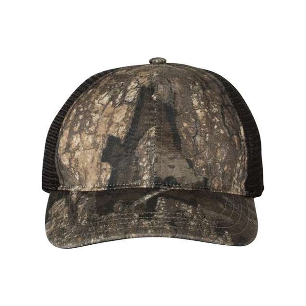 Richardson Garment Washed Printed Trucker Cap - Richardson 111P Realtree Timber/ Black Adjustable Hats