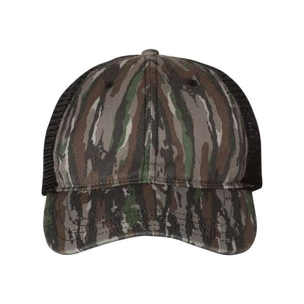 Richardson Garment Washed Printed Trucker Cap - Richardson 111P Shadow Grass Habitat/ Brown Adjustable Hats
