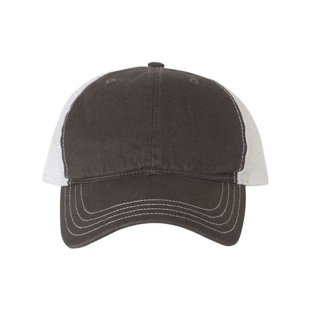Richardson Garment - Washed Trucker Cap - Richardson 111 Charcoal/ White Adjustable Hats