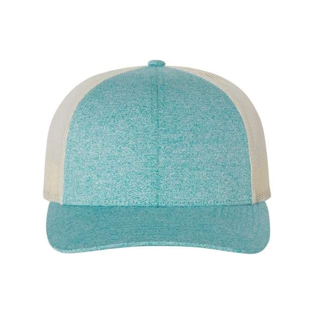 Richardson Low Pro Heather Trucker Cap - Richardson 115CH Green Teal Heather/ Birch Adjustable Hats