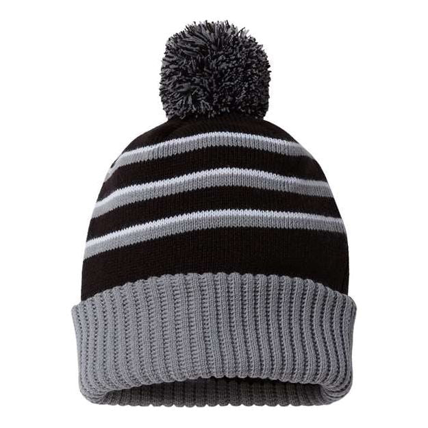 Richardson Pom Cuffed Beanie - Richardson 134 Royal/ Black/ White One Size Beanies