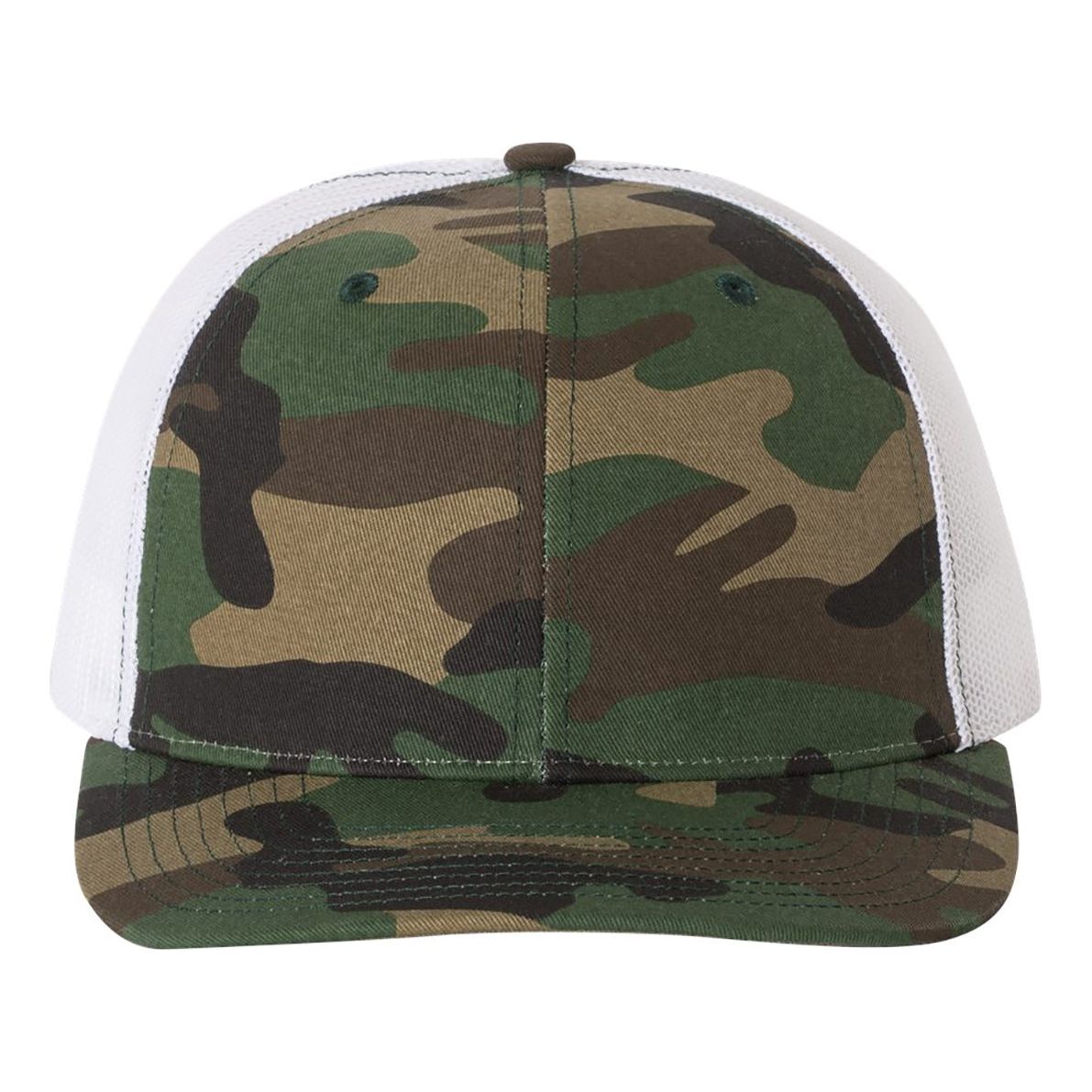 Richardson Printed Trucker Cap - Richardson 112P Army Camo/ White Adjustable Caps