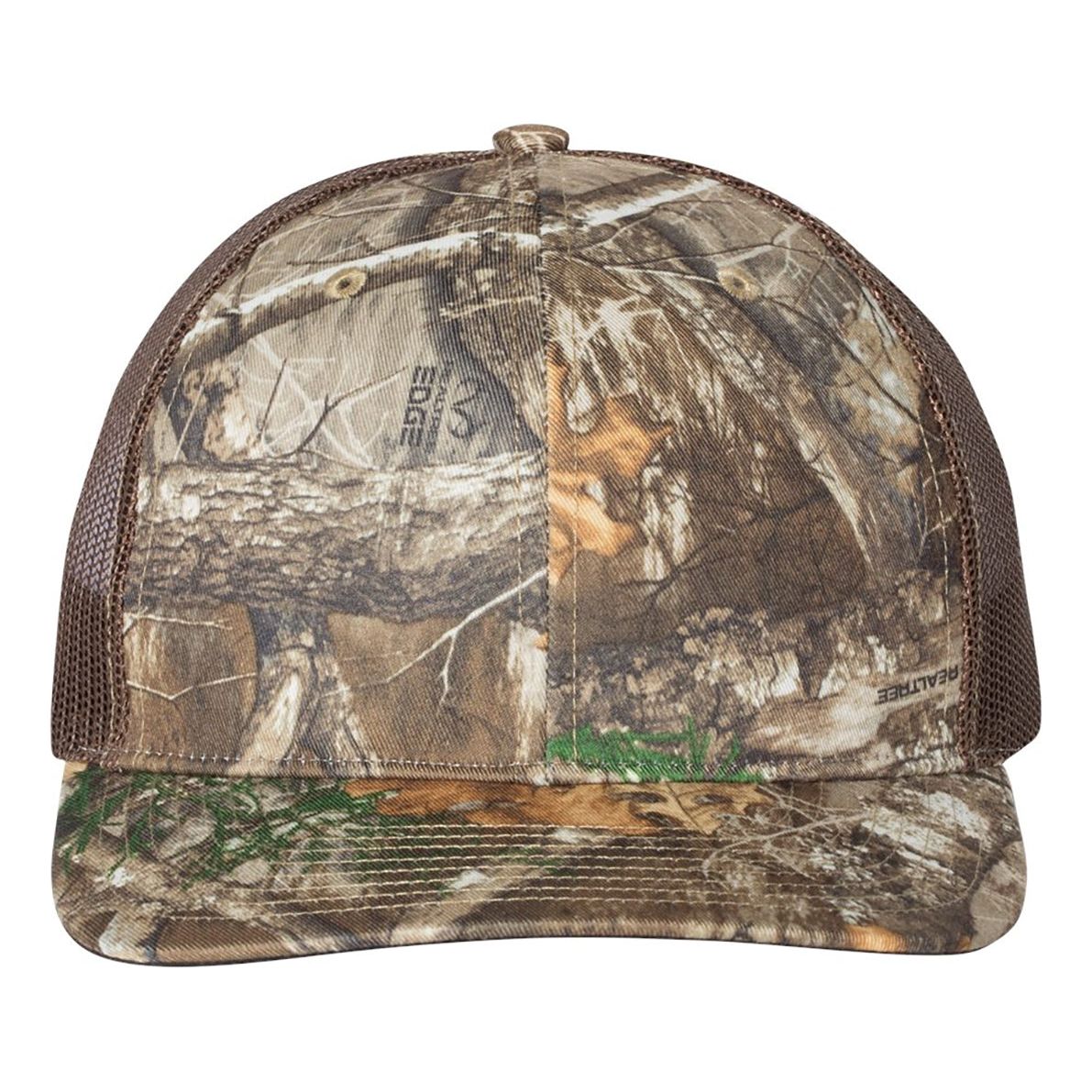 Richardson Printed Trucker Cap - Richardson 112P Realtree Edge/ Brown Adjustable Caps
