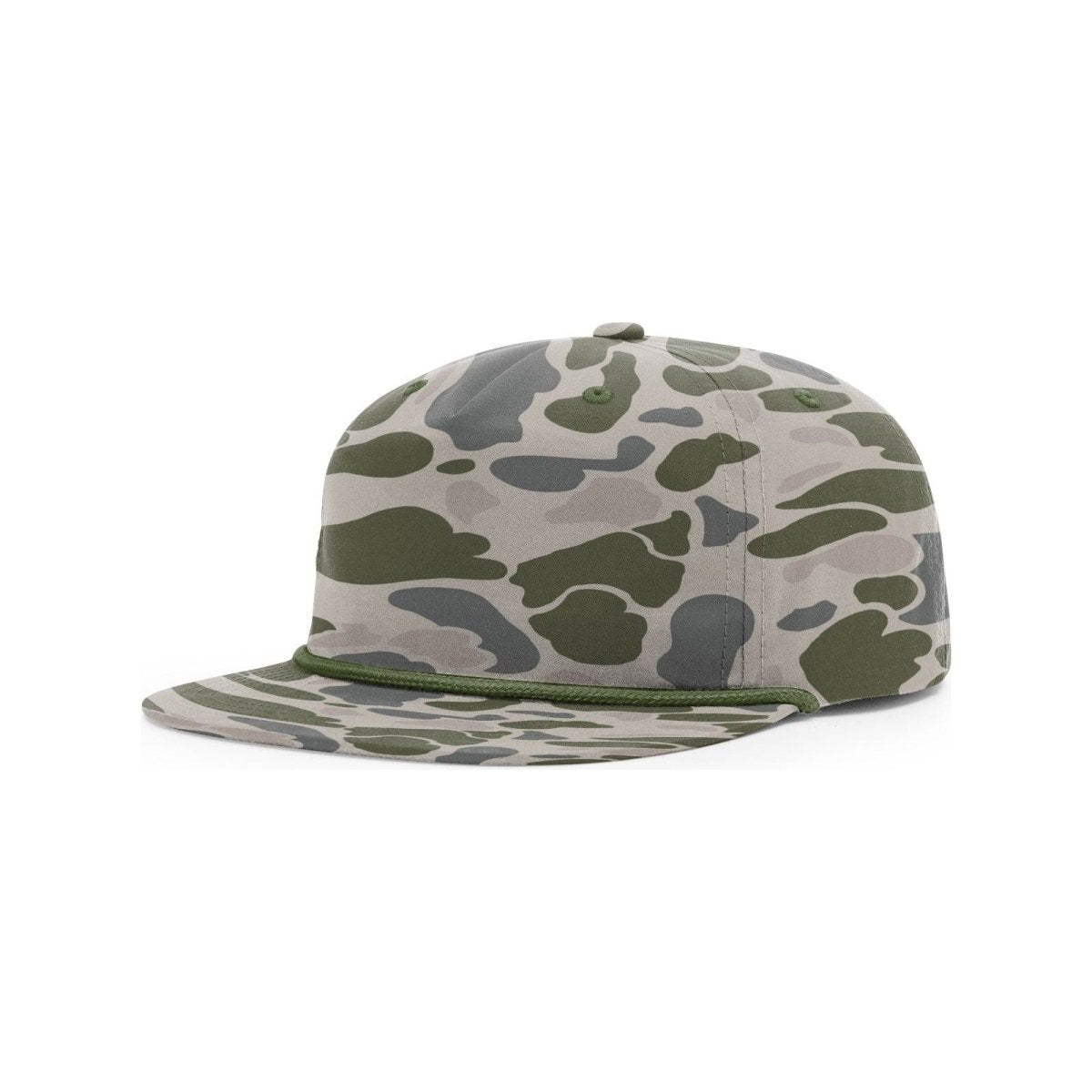 Richardson PRINTED Umpqua Snapback Cap - Richardson 256P Marsh Duck Camo w/ Army Olive Rope Adjustable Hats