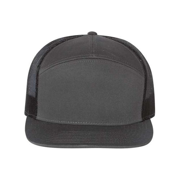 Richardson Seven - Panel Trucker Cap - Richardson 168 Charcoal/ Black Adjustable Hats