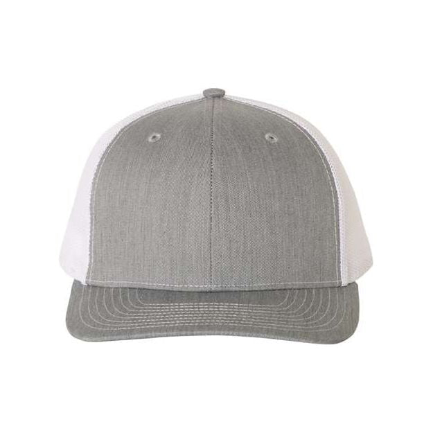Richardson Snapback Trucker Cap - XL - Richardson 112 Heather Grey/ White XL Hats