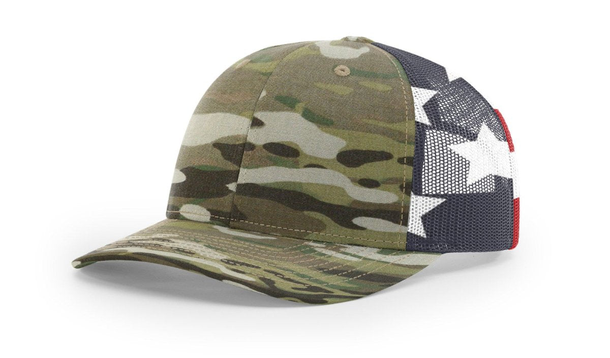 Richardson Tactical Trucker Cap - Richardson 862 Multicam Original/Flag Adjustable Hats