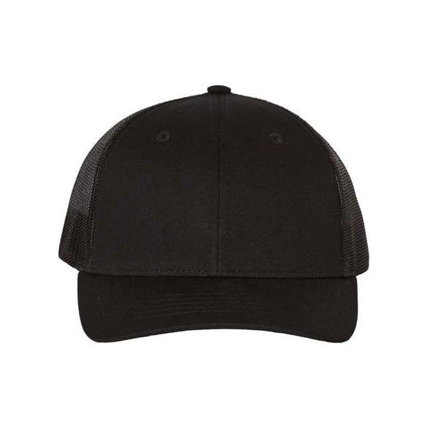 Richardson Youth Trucker Snapback Cap - Richardson 112Y Black Adjustable Hats