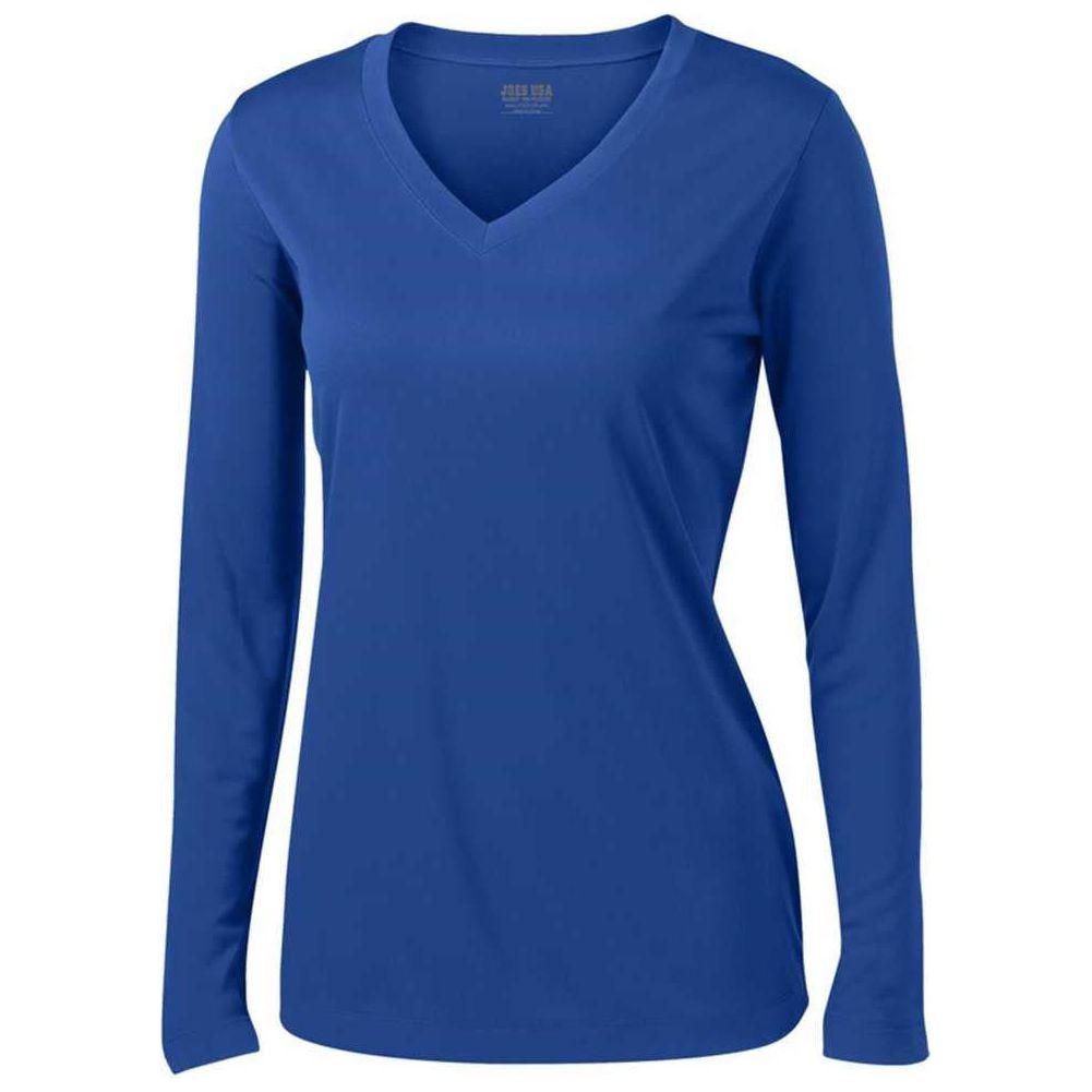 Ladies Long Sleeve Moisture Wicking Athletic Shirts in Sizes XS-4XL-Royal Joe's USA Royal XS