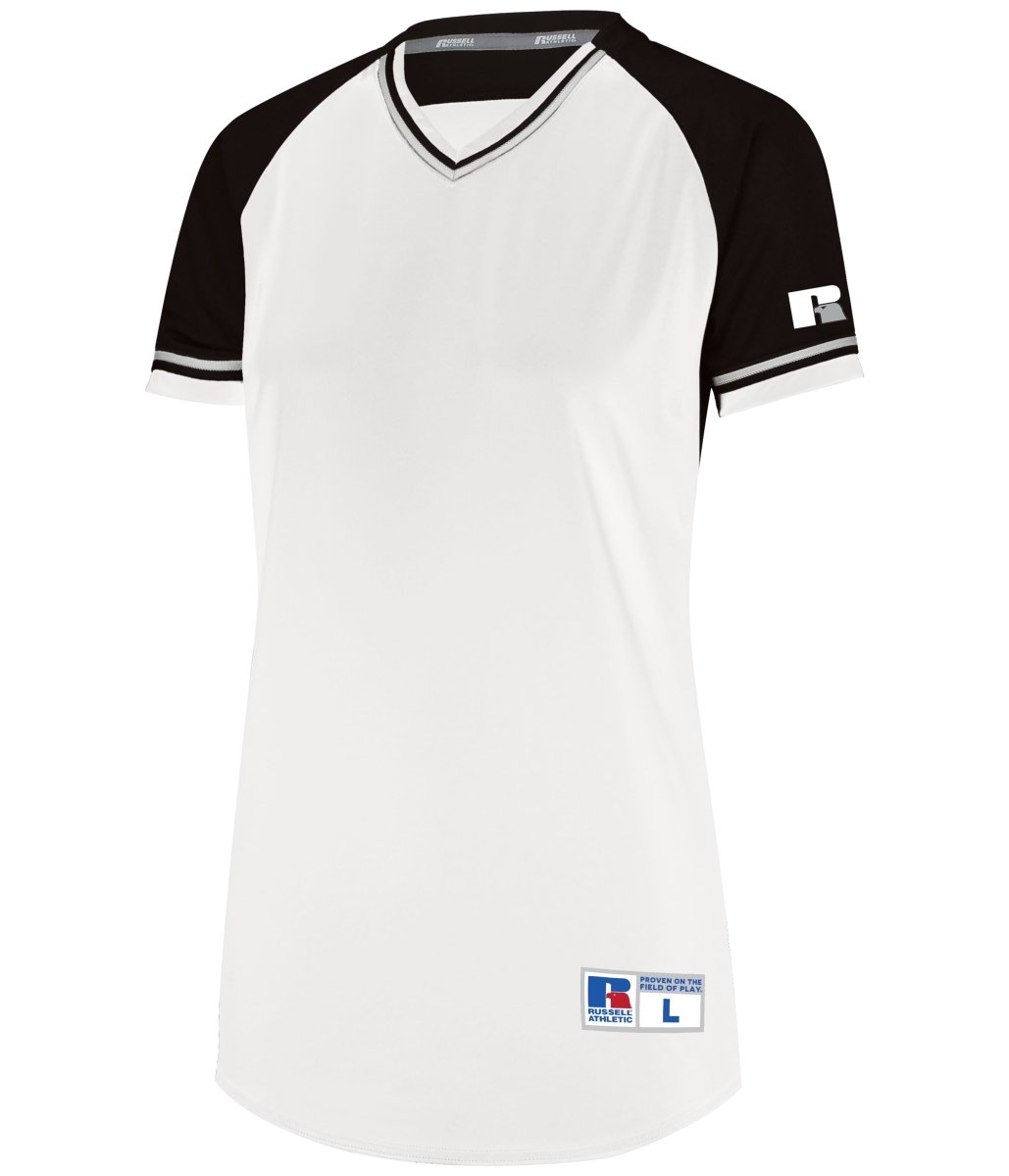 Russell (Team) Ladies Classic V - Neck Jersey - Russell (Team) R01X3X WHITE/BLACK/WHITE S