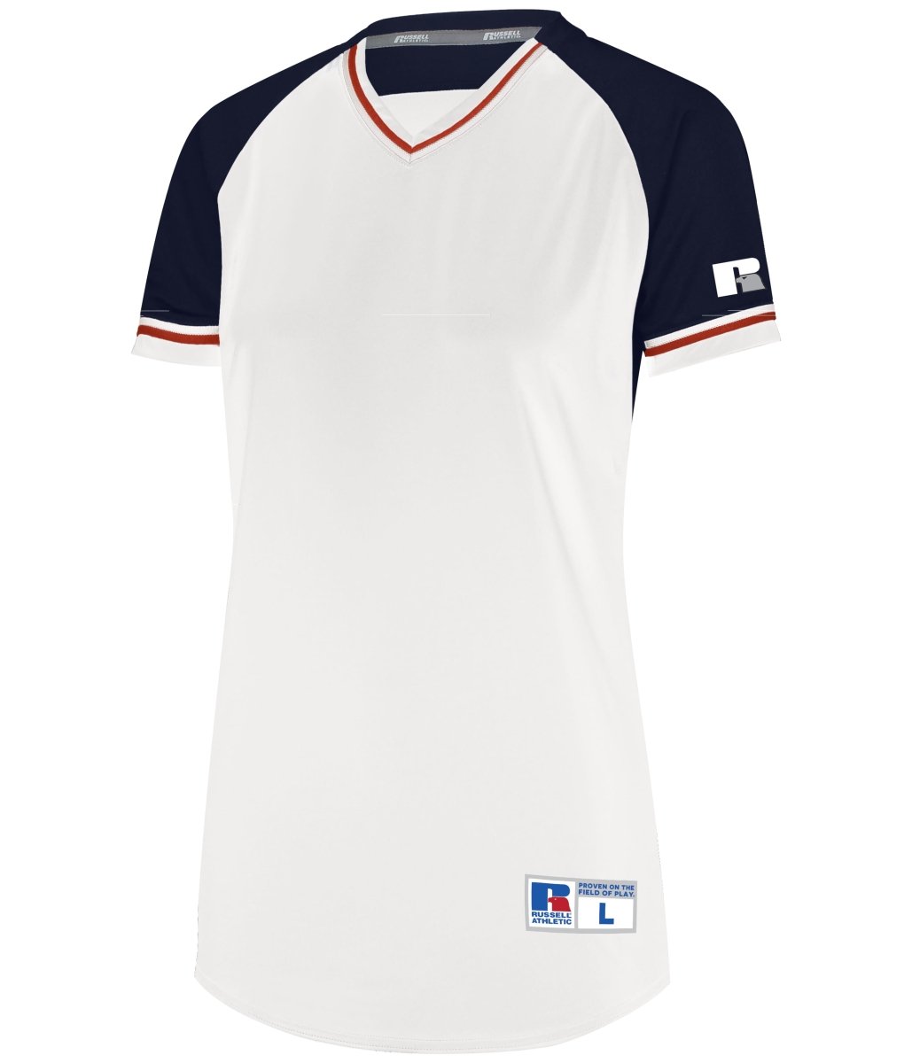Russell (Team) Ladies Classic V - Neck Jersey - Russell (Team) R01X3X WHITE/NAVY/TRUE RED S