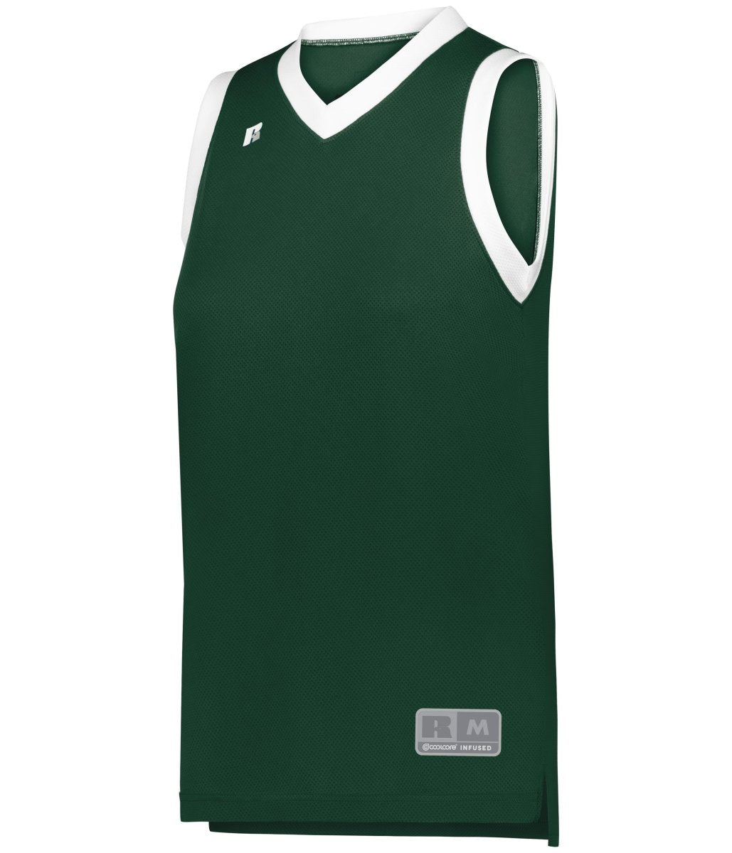 Russell (Team) LADIES ELITE BASKETBALL JERSEY POWERED BY COOLCORE® 5R3CHX DARK GREEN/WHITE S
