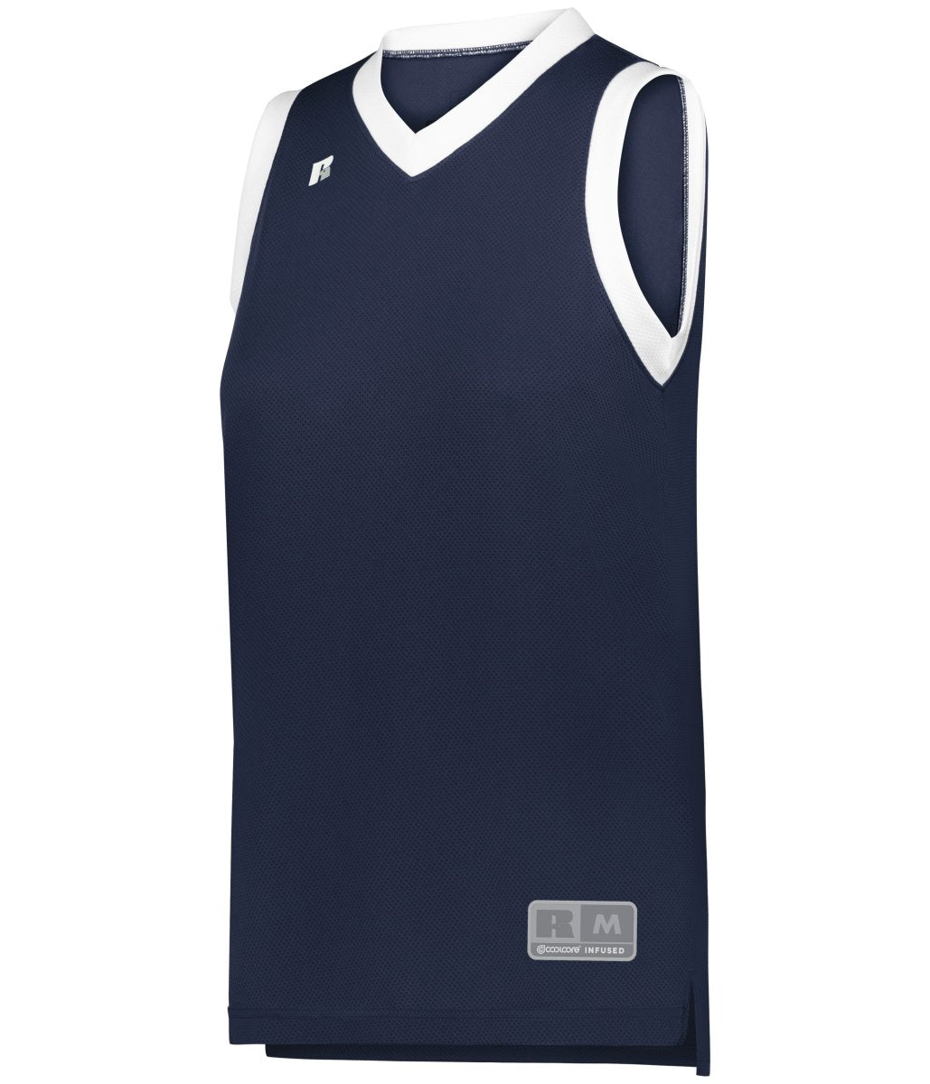 Russell (Team) LADIES ELITE BASKETBALL JERSEY POWERED BY COOLCORE® 5R3CHX NAVY/WHITE S
