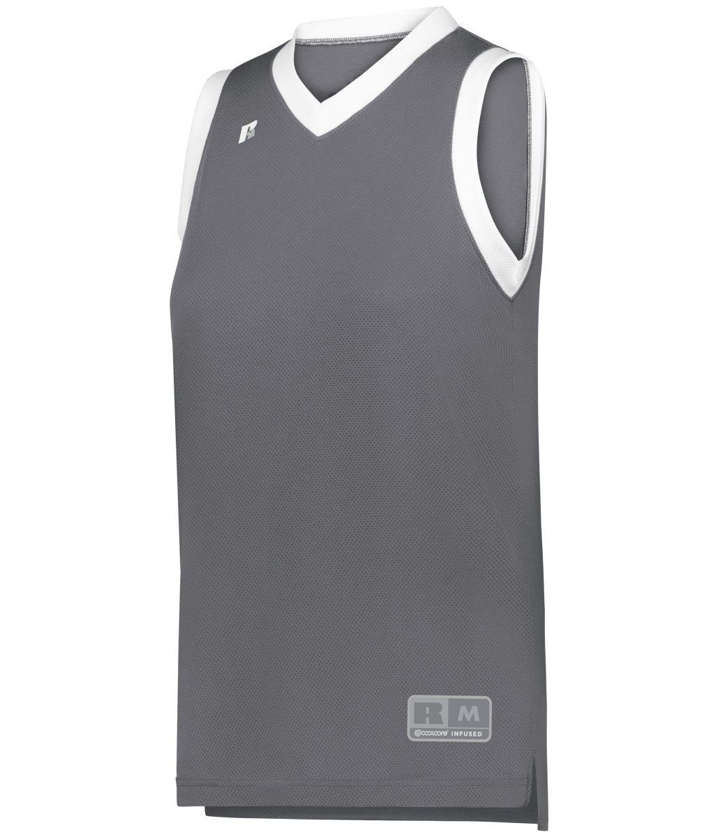 Russell (Team) LADIES ELITE BASKETBALL JERSEY POWERED BY COOLCORE® 5R3CHX STEALTH/WHITE S