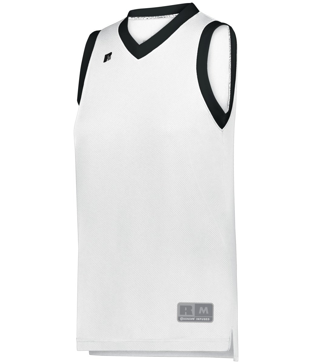Russell (Team) LADIES ELITE BASKETBALL JERSEY POWERED BY COOLCORE® 5R3CHX WHITE/BLACK S