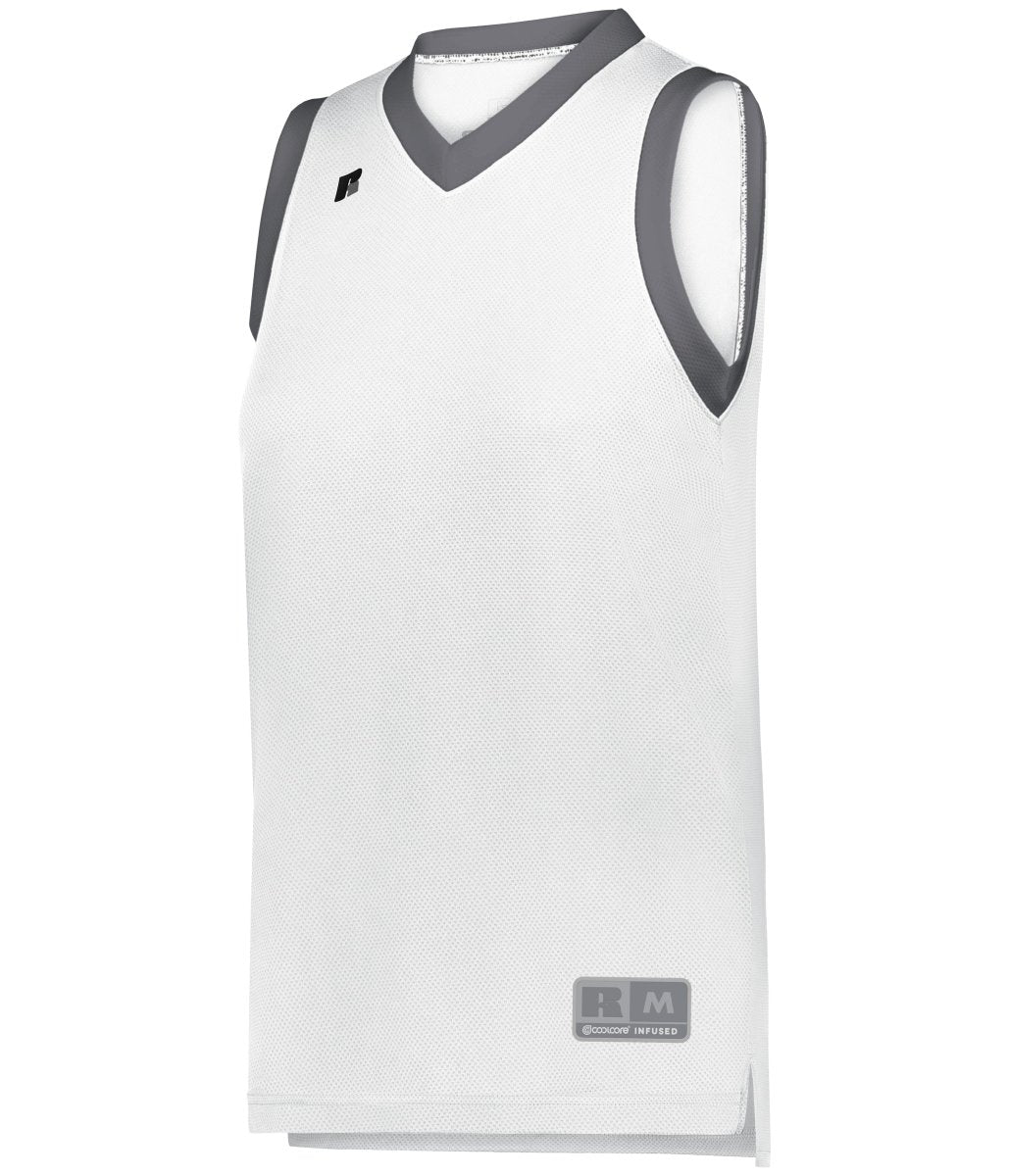 Russell (Team) LADIES ELITE BASKETBALL JERSEY POWERED BY COOLCORE® 5R3CHX WHITE/STEALTH S