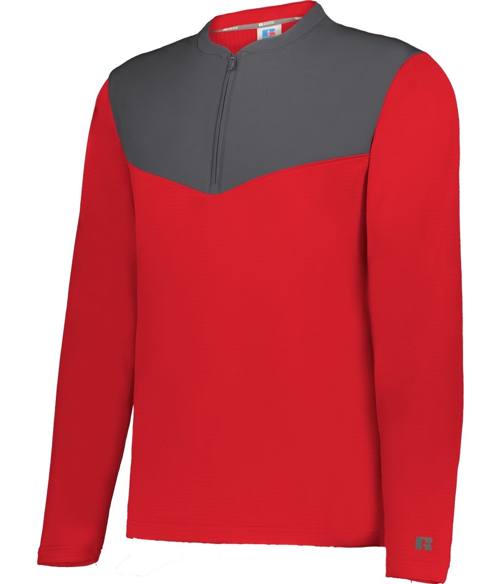 Russell (Team) SIDELINE GRID 1/4 ZIP PULLOVER - Russell (Team) R03GKM TRUE RED/STEALTH S