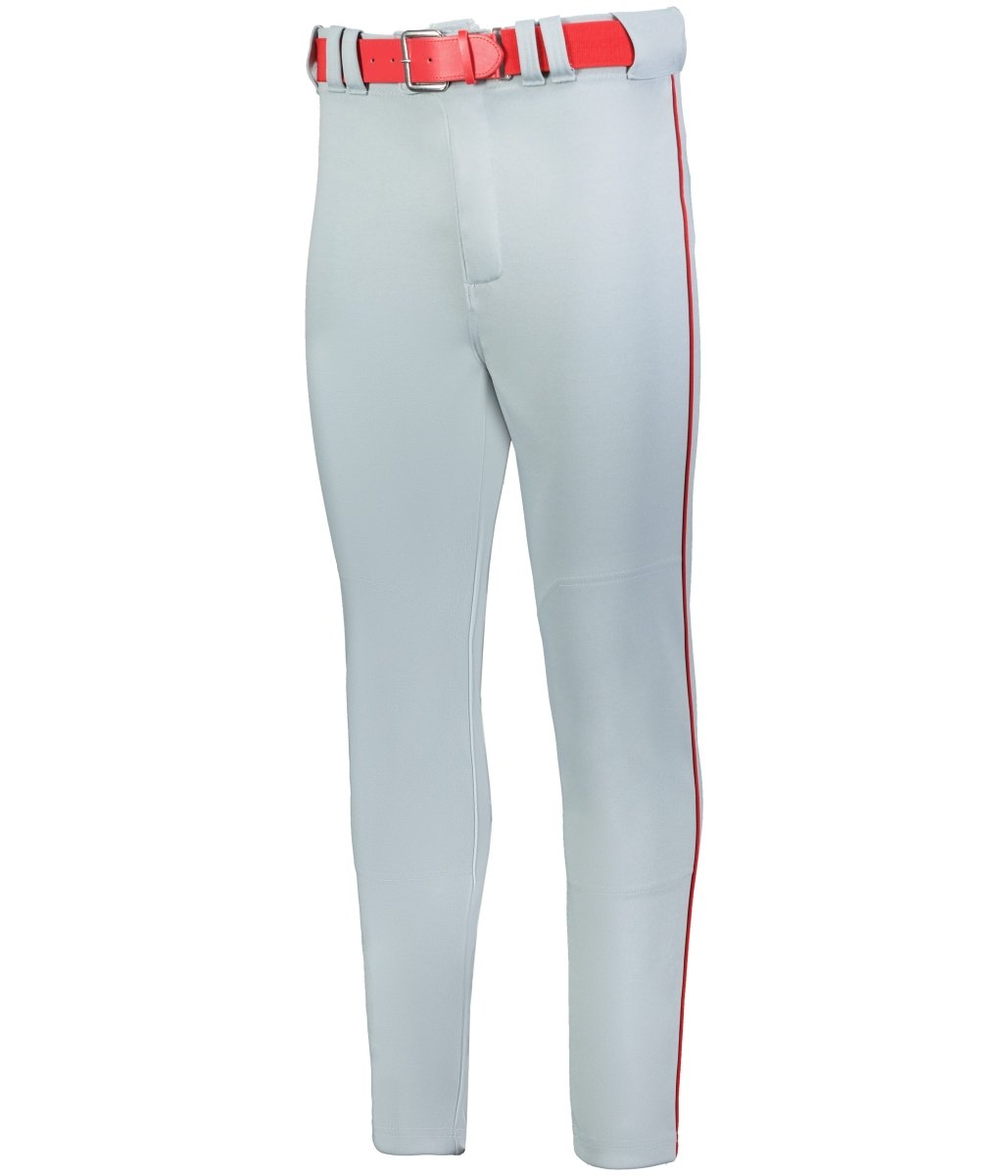 Russell (Team) YOUTH BASELINE TAPERED LEG PIPED BASEBALL PANT - Russell (Team) R62LGB BASEBALL GREY/TRUE RED S