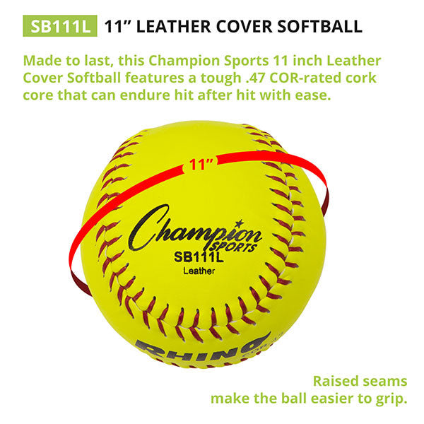Champion Sports 11" LEATHER CORK CORE SOFTBALL