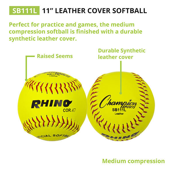 Champion Sports 11" LEATHER CORK CORE SOFTBALL